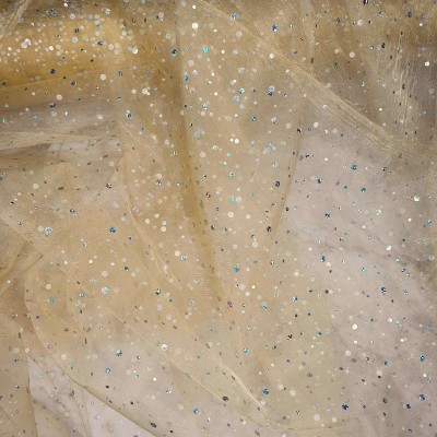 Diamante Sequin Voile - Gold with Gold Holographics