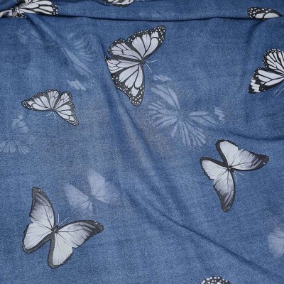 Chiffon Fabric Butterflies - Denim Blue