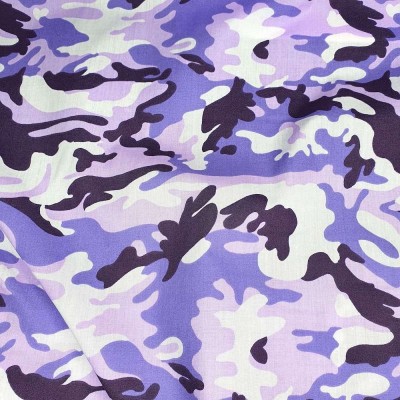 Polycotton Printed Fabric Camouflage Camo - Purple