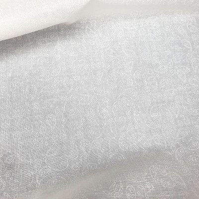 Polycotton Printed Fabric Paisley - White