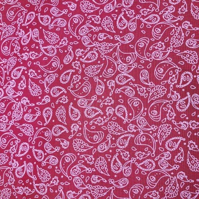 Polycotton Printed Fabric Paisley - Cherry