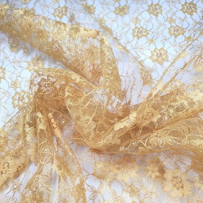 Gold Flower French Lace Fabric 112cm