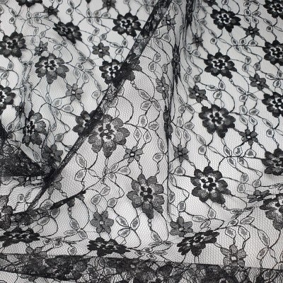 Flower Lace Fabric 112cm - Black