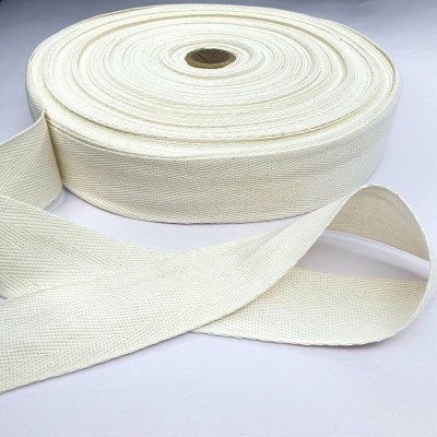 100% Cotton Webbing Herringbone - 40mm Natural