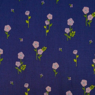 100% Cotton Print Fabric by Nutex - Sunshine - Stems Navy