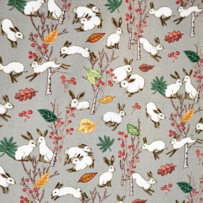 100% Cotton Print Fabric by Nutex - In The Meadow - Rabbits