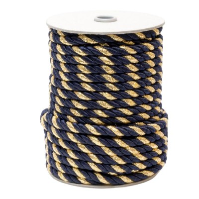 Lurex Metallic Rayon Rope Cord 7mm - Navy & Gold