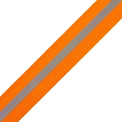 Reflective Webbing Tape 30mm wide on fabric Orange Neon
