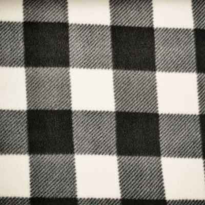 Printed Sherpa Soft Fleece Fabric - Black Check
