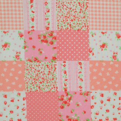 Printed Poly Cotton Fabric Patchwork - Pink