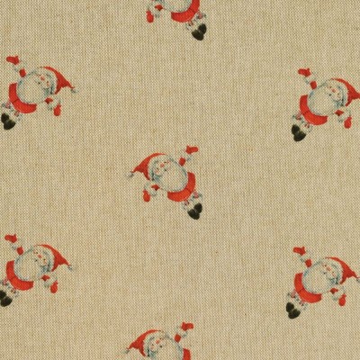 Santa - Cotton Rich Linen Look Half Panama Fabric - Christmas ALL OVER