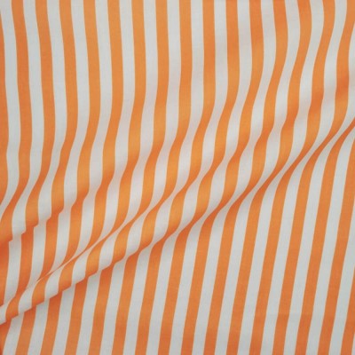 Printed Polycotton Fabric Medium Stripe - Orange with White