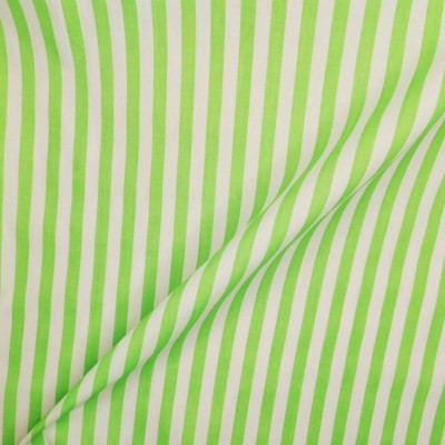 Printed Polycotton Fabric Medium Stripe - Green with White