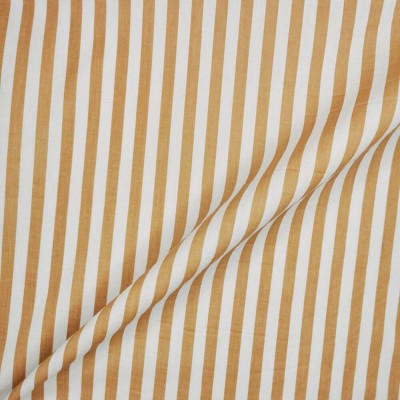 Printed Polycotton Fabric Medium Stripe - Tan with White