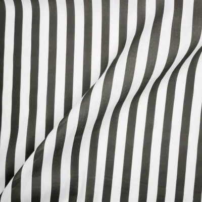 Printed Polycotton Fabric Wide Stripe - Black with White
