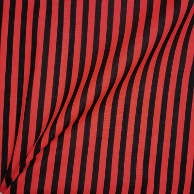 Printed Polycotton Fabric Wide Stripe - Red with Black