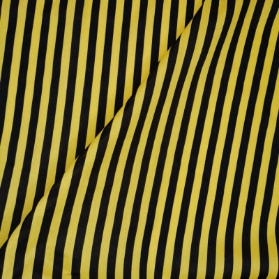 Printed Polycotton Fabric Wide Stripe - Yellow with Black (Bee)