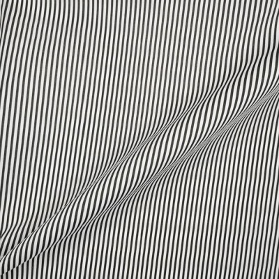 Printed Polycotton Fabric Thin Stripe - Black with White