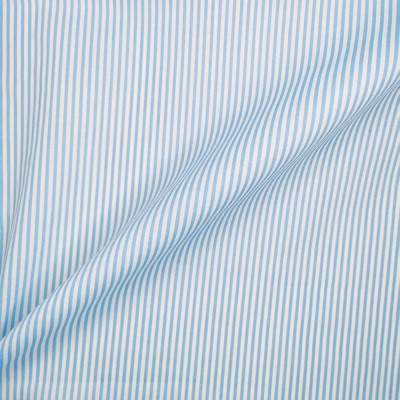 Printed Polycotton Fabric Thin Stripe - Sky Blue with White