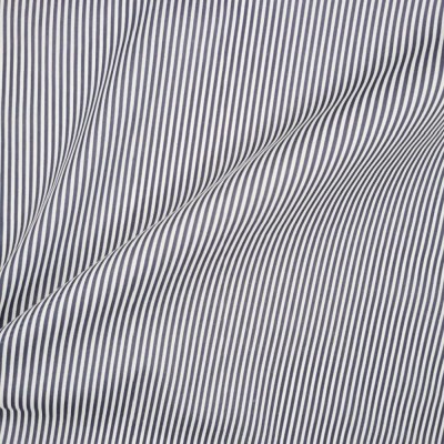 Printed Polycotton Fabric Thin Stripe - Navy with White