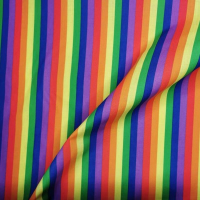 Small Rainbow Stripe Fabric Polycotton - 12mm Stripes