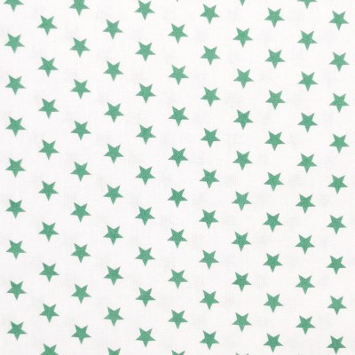 100% Cotton Fabric - Mini Stars Emerald on White