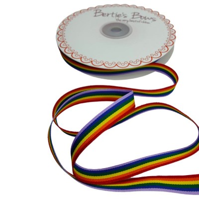 Berties Bows - Rainbow Grosgrain Ribbon - 10mm