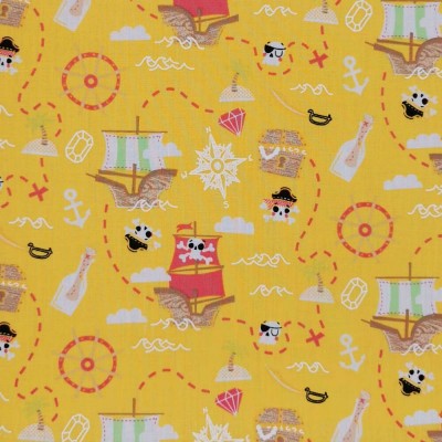 Printed Polycotton Fabric - Designs By Libby Treasure Hunt - Yellow