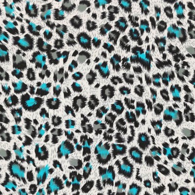 100% Cotton Poplin Fabric Leopard Print - Turquoise