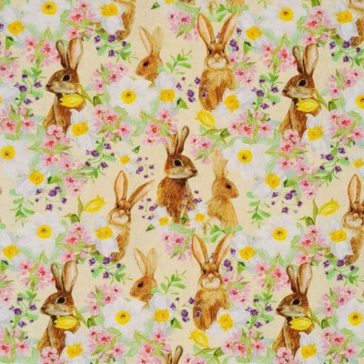 100% Cotton Fabric - Little Johnny - Cute Rabbits