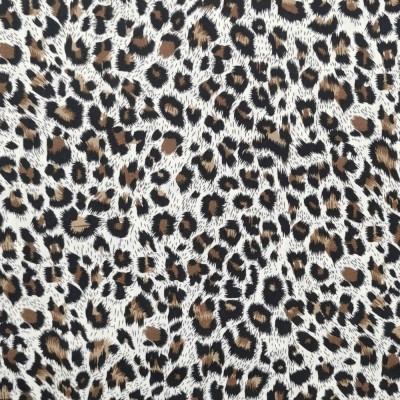 100% Cotton Poplin Fabric - Leopard Print - Brown