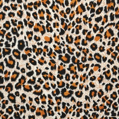 100% Cotton Poplin Fabric - Leopard Print - Light Brown