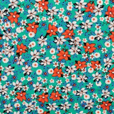 100% Cotton Poplin Fabric - Mini Flowers 2 - Green