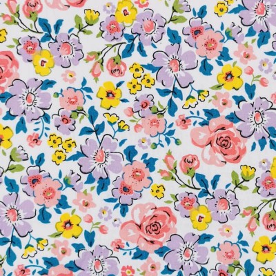 100% Organic Cotton Poplin Fabric - Small Flowers - Lilac