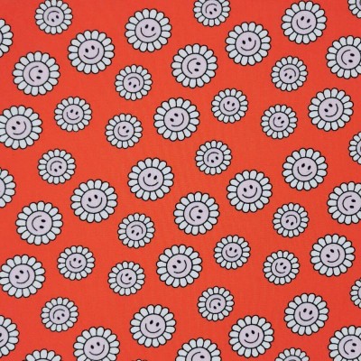 Polycotton Printed Fabric Happy Dayze - Red