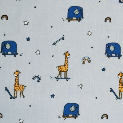 Polycotton Printed Fabric Animals Skoot - Airforce