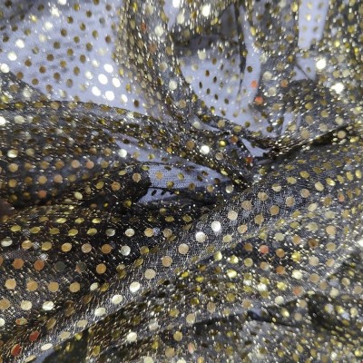 3mm Sequin Mesh Fabric - Gold on Black 