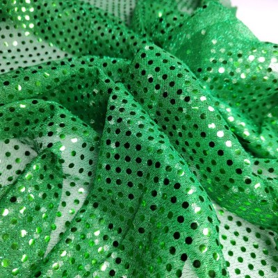 3mm Sequin Mesh Fabric - Emerald Green on Emerald Green