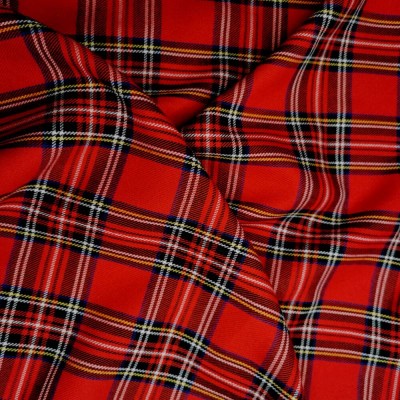 Tartan Fabric Poly Viscose - Royal Stewart Large Checks