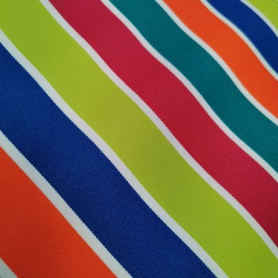 Printed Waterproof Striped PU Fabric - Multi-Coloured