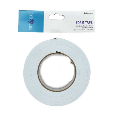 Dot & Dab Foam Tape 18mm x 4mm x 2.5m White
