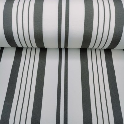 Printed Waterproof Striped PU Fabric - Grey