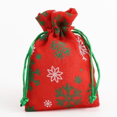 Christmas Snowflake Jute Bags Red