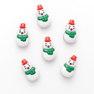 Snowman Button - Green Scarf - Size 44