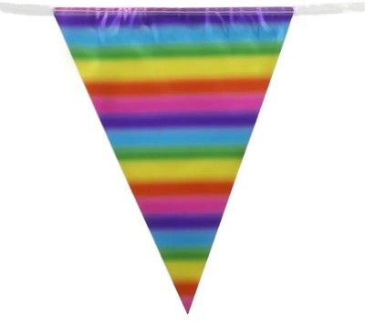 Rainbow Metallic Party Bunting - 11 flags 3.9m