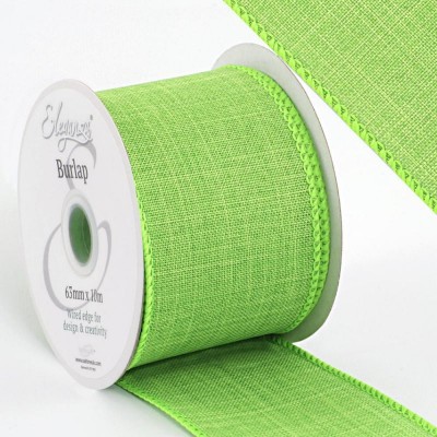 Wired Edge Burlap Ribbon 63mm - Citrus Green