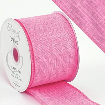 Wired Edge Burlap Ribbon 63mm - Light Pink