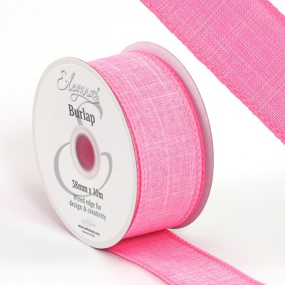 Wired Edge Burlap Ribbon 38mm - Light Pink