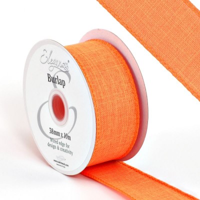 Wired Edge Burlap Ribbon 38mm - Orange