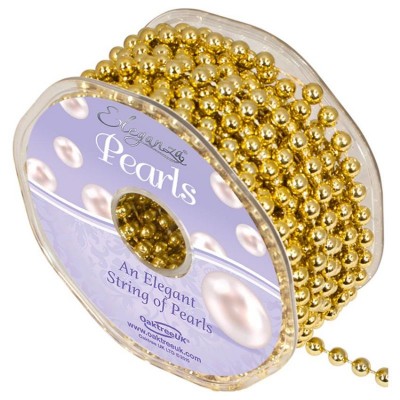 6mm Eleganza Plastic Pearls on a String - Metallic Gold